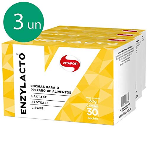 Kit 3 Enzylacto Enzimas Digestivas Vitafor 30 Sachês