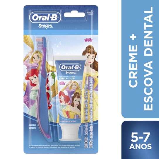 Kit Escova + Creme Dental Oral-B Stages Princesas - Toy Story - 1 Unidade