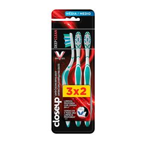 Kit 3 Escova Dental Close Up Deep Clean Média