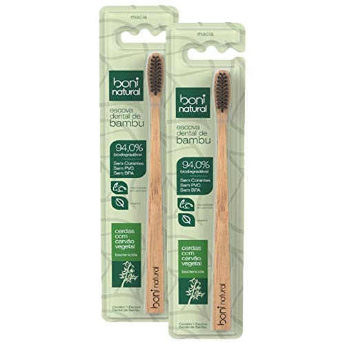 Kit Escova Dental de Bambú Boni Natural com 2 Unidades