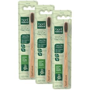 Kit Escova Dental de Bambú Boni Natural com 3 Unidades