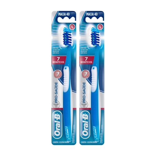 Kit Escova Dental Oral-B Pro Saúde 7 Benefícios Macia 40 com 2 Unidades