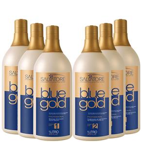 Kit 3 Escova Progressiva Blue Gold Salvatore Sem Formol Cosméticos 6x 1000ml
