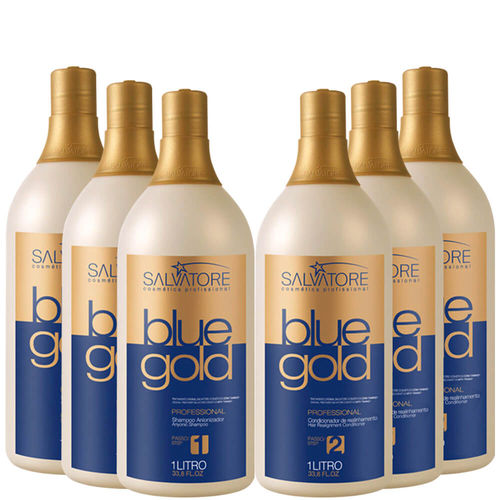 Kit 3 Escova Progressiva Blue Gold Salvatore Sem Formol Cosméticos 6x 1000ml
