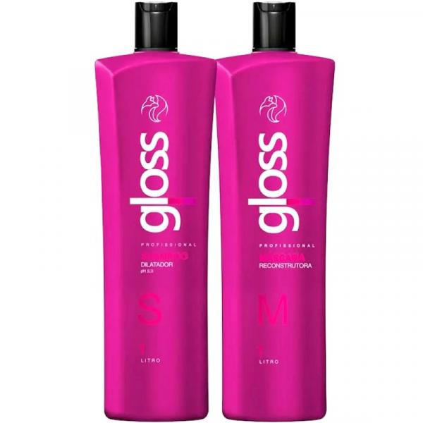 Kit Escova Progressiva Gloss - Shampoo Dilatador 1L, Máscara Reconstrutora 1L - Fox Gloss