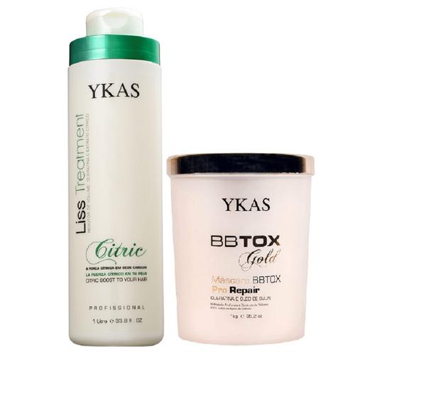 Kit Escova Progressiva Liss Treatmente Citric e Bbtox Gold Pro Repair Ykas