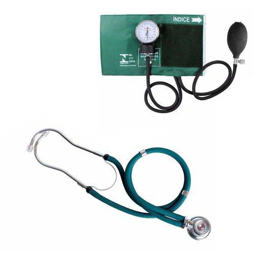 Kit Esfigmomanômetro + Estetoscópio Rappaport Premium - Verde