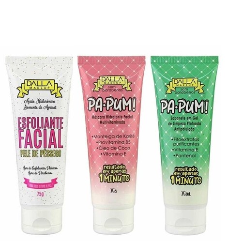 Kit Esfoliante Facial+ Máscara Hidratante + Sabonete Facial Dalla Make...