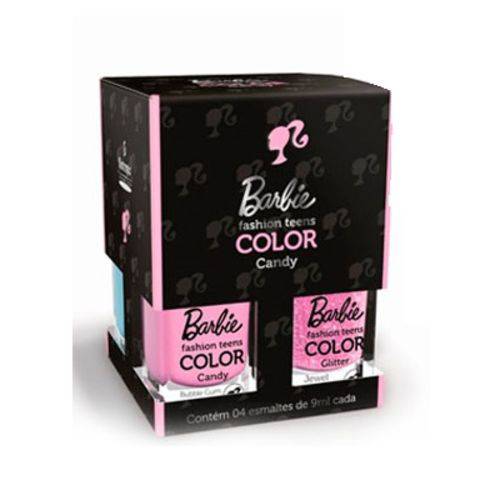 Kit Esmalte Barbie Candy Colors Rosa C/ 4 Unidades