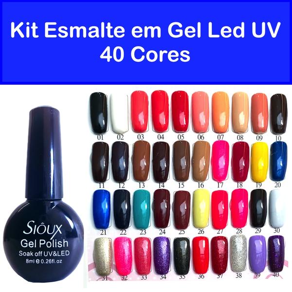 Kit Esmalte em Gel LED UV Sioux Gecika 40 Unidades - Gécika