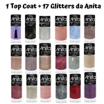 Kit Esmaltes Anita 17 Glitters + 1 Top Coat
