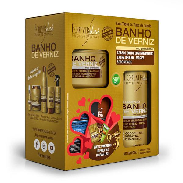Kit Especial Banho de Verniz Forever Liss com Shampoo 300ml Máscara 250g
