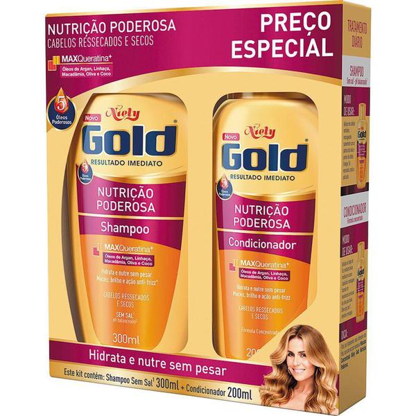 Kit Especial Shampoo + Condicionador Niely Gold Nutrição Poderosa 500ml