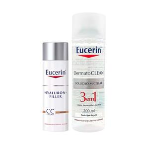 Kit Eucerin CC Cream Hyaluron-Filler FPS15 + Solução Micelar Dermatoclean - Médio