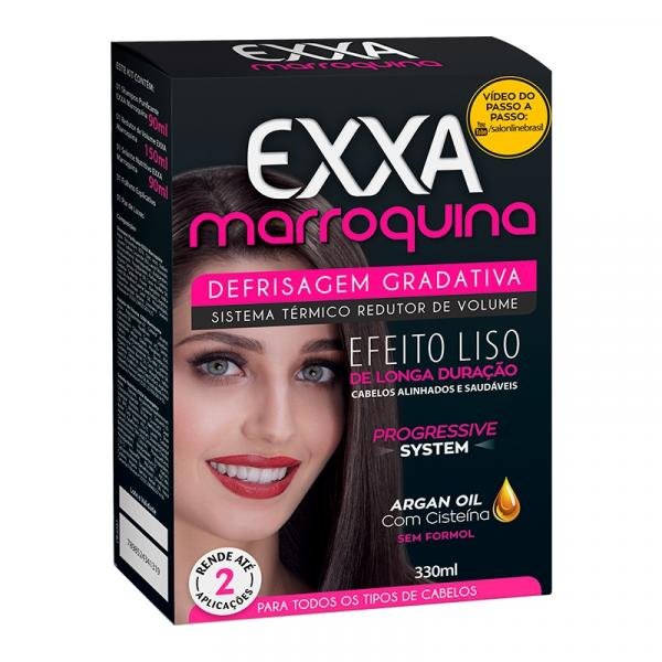 Kit Exxa Defrisagem Gradativa Escova Marroquina 330ml