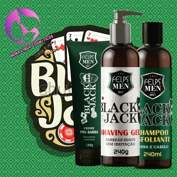 Kit Felps Men Shampoo, Shaving e Creme Pós Barba Black Jack - Felps Professional