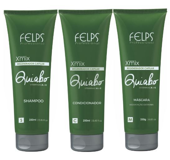 Kit Felps Profissional Quiabo Cuidado Diário Shampoo + Condicionador + Máscara