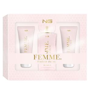 Kit Feminino NG Perfumes L`odeur Du Femme Perfume EDP 100ml + Loção Hidratante 100ml + Shower Gel 200ml