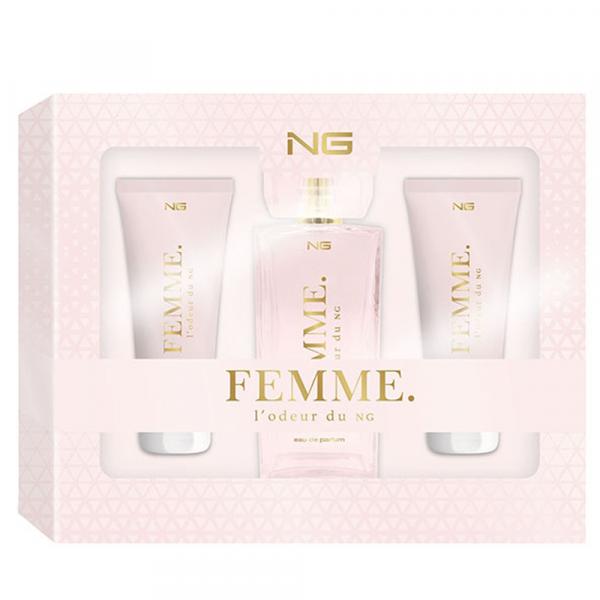 Kit Feminino NG Perfumes Lodeur Du Femme Perfume EDP 100ml + Loção Hidratante 100ml + Shower Gel 200ml