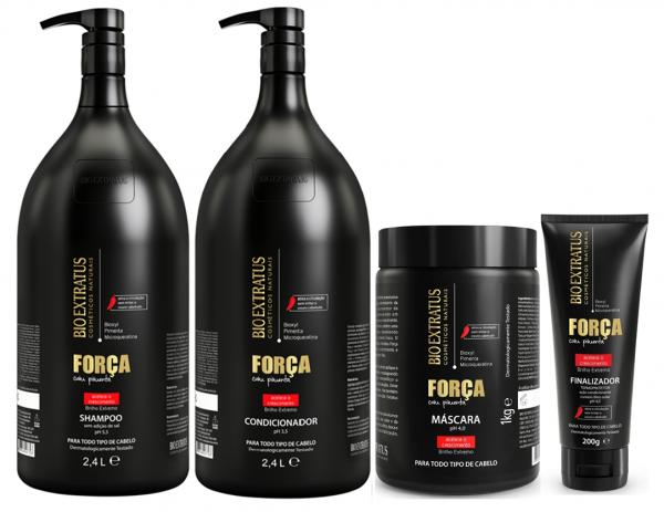 Kit Força com Pimenta Shampoo + Condicionador 2,4 Litro + Máscara 1kg + Finali. 200g - Bio Extratus