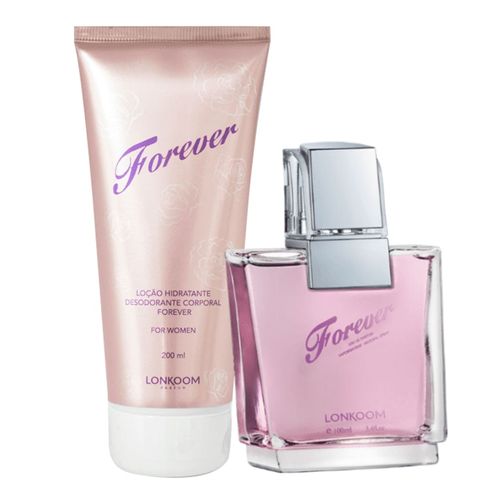 Kit Forever For Women com Perfume Feminino Edp e Hidratante Perfumado Lonkoom