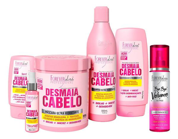 Kit Forever Liss Desmaia Cabelo Completo C/ Máscara 950g + Bye Bye Volume e Frizz 300ml