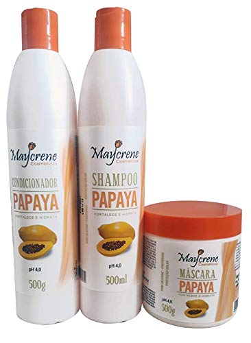 Kit Fortalecedor Papaya 500ml Maycrene (Shamp + Cond + Másc)