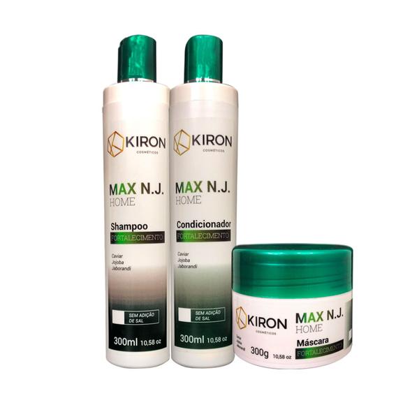 Kit Fortalecimento Shampoo + Condicionador + Máscara Kiron Cosméticos Max N.J. 3x300ml