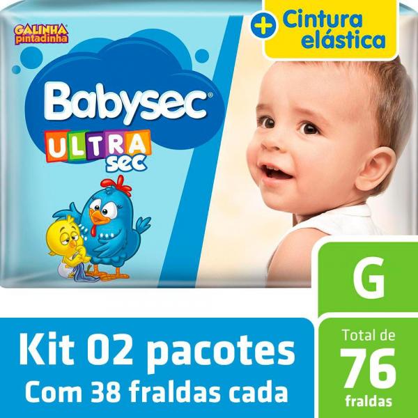 Kit Fralda Babysec Galinha Pintadinha Ultrasec G - 76 Unids