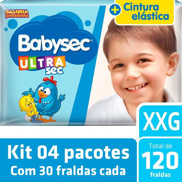 Kit Fralda Babysec Galinha Pintadinha Ultrasec XXG - 120 Un