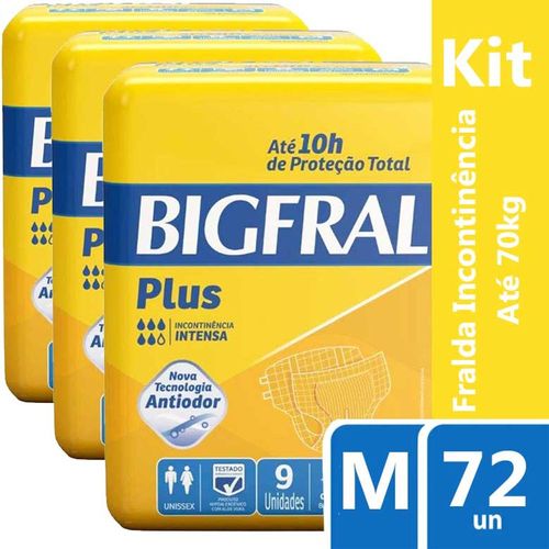 Kit Fralda Geriátrica Bigfral Plus M 72 Unidades