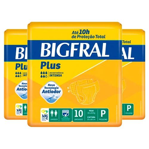 Kit Fralda Geriátrica Bigfral Plus Pequena 30 Unidades