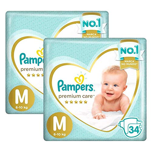 Kit Fralda Pampers Premium Care Mega Tamanho M 68 Unidades