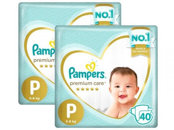 Kit Fralda Pampers Premium Care Mega Tamanho P 80 Unidades