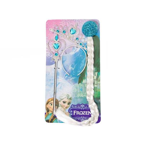 Kit Frozen Acessórios Princesa Elsa Coroa Varinha Trança