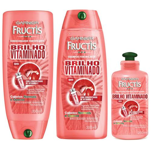 Kit Fructis com Shampoo, Condicionador e Creme para Pentear Brilho Vitaminado - Garnier