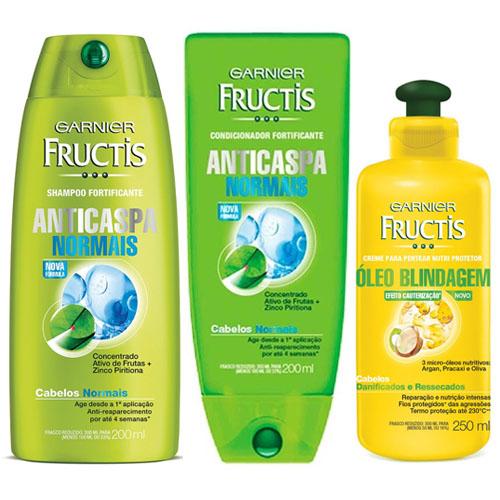 Kit Fructis Shampoo e Condicionador Anticaspa e Creme para Pentear Blindagem - Garnier