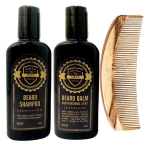 Kit Fuel4Men Shampoo, Balm e Pente para Barba (3 Produtos) Conjunto