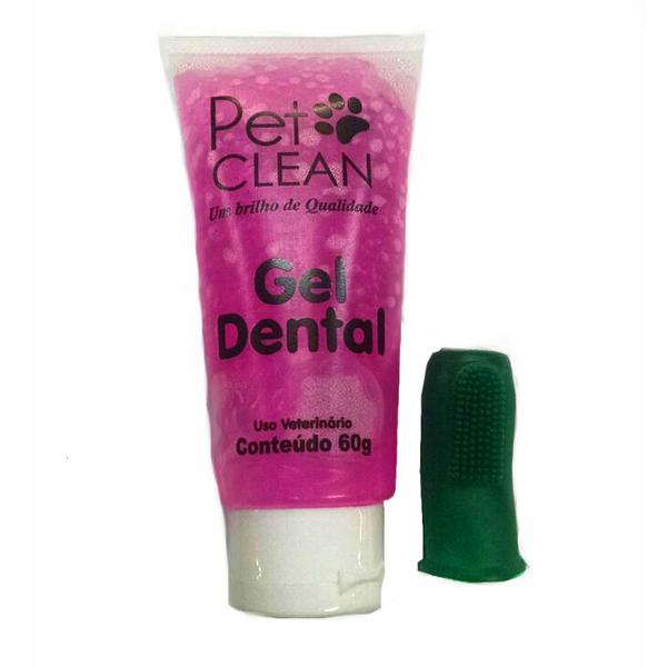 Kit Gel Dental Pet Clean com Dedeira para Cães e Gatos