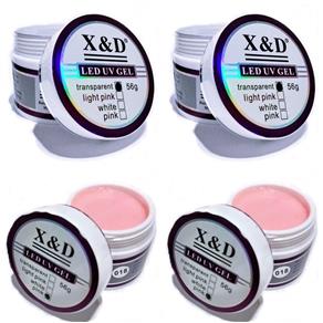Kit Gel Led Uv X e D 15 G Pink Pink Light Clear Nude 4 Gel