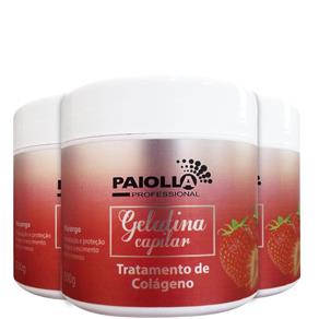 Kit 3 Gelatina Nutritiva Hidratante Capilar Repositora de Colágeno Paiolla – 500g