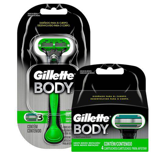 Kit Gillette Body com 1 Aparelho + 4 Cargas