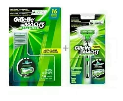 Kit Gillette Mach3 Sensitive Aparelho + 16 Cartuchos