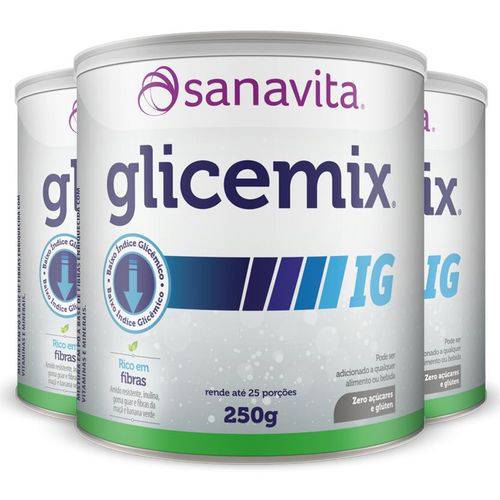 Kit 3 Glicemix IG Controlador Glicêmico - Sanavita - 250g