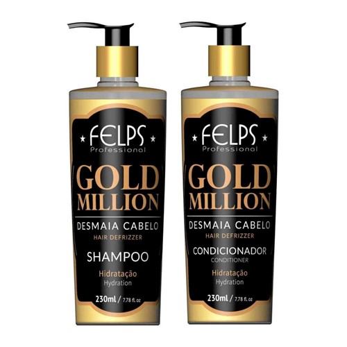 Kit Gold Million Desmaia Cabelo Felps Shampoo 230ml+Condicionador 230ml