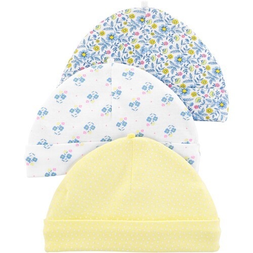 Kit 3 Gorros Carters Floral (0-3 Meses, CARTERS)