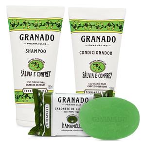 Kit Granado Shampoo + Condicionador Sálvia e Confrey 180ml + Sabonete Glicerinado 90g