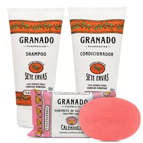 Kit Granado Shampoo + Condicionador Sete Ervas 180ml + Sabonete Glicerinado 90g