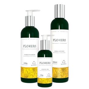 KIt Granda Flowers Flores e Vegetais Shampoo Leavein Condicionador Terapia Capilar