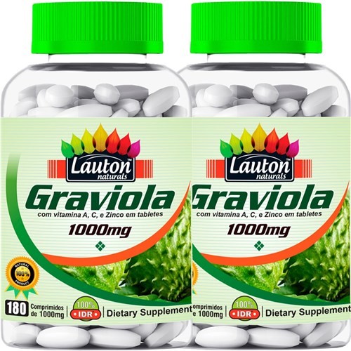 Kit 2 Graviola 1000mg 180 Comprimidos Lauton Nutrition